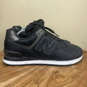 New Balance 574 Womens Triple Black Shimmer Glitter Shiny Size 8 Shoes WL574KB2